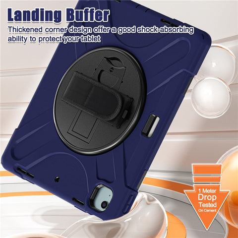 For iPad Air 13 (2025) / (2024) Case Rotary Kickstand PC+Silicone Hand Strap Tablet Cover