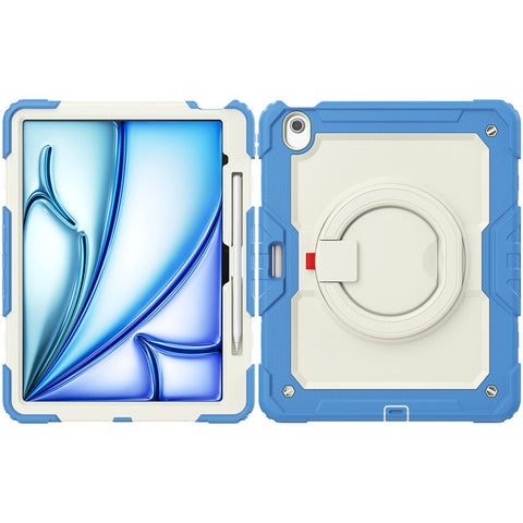 For iPad Air 13 (2025) / (2024) Case Hand Grip Kickstand PC+Silicone Tablet Cover with Strap