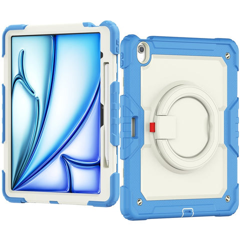 For iPad Air 13 (2025) / (2024) Case Hand Grip Kickstand PC+Silicone Tablet Cover with Strap
