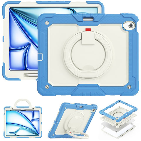 For iPad Air 13 (2025) / (2024) Case Hand Grip Kickstand PC+Silicone Tablet Cover with Strap