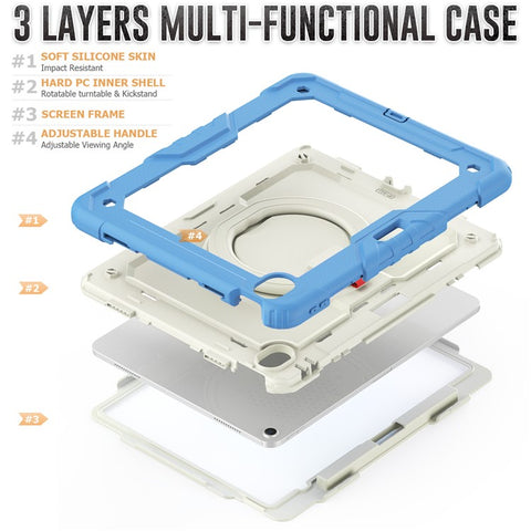 For iPad Air 13 (2025) / (2024) Case Hand Grip Kickstand PC+Silicone Tablet Cover with Strap