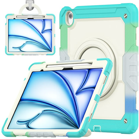For iPad Air 13 (2025) / (2024) Kickstand Case PC+Silicone Tablet Cover with Strap