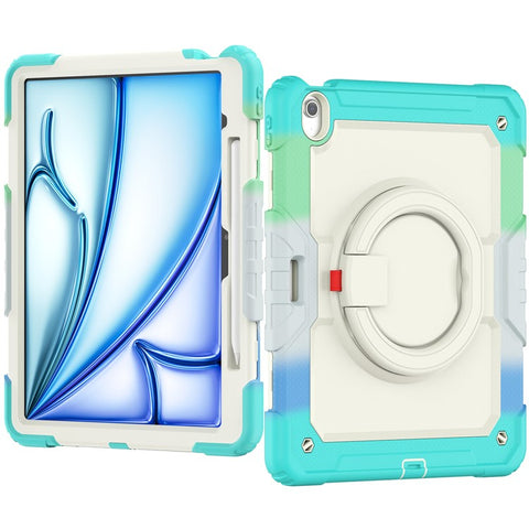 For iPad Air 13 (2025) / (2024) Kickstand Case PC+Silicone Tablet Cover with Strap