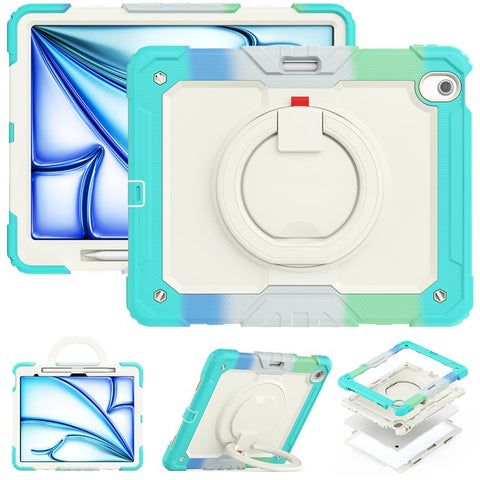 For iPad Air 13 (2025) / (2024) Kickstand Case PC+Silicone Tablet Cover with Strap