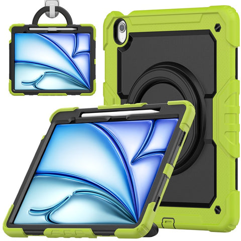 For iPad Air 13 (2026) / (2025) / (2024) Case PC+Silicone Tablet Cover with Kickstand, Strap