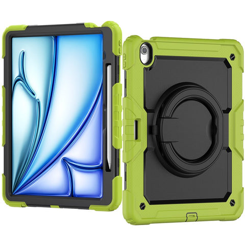 For iPad Air 13 (2026) / (2025) / (2024) Case PC+Silicone Tablet Cover with Kickstand, Strap