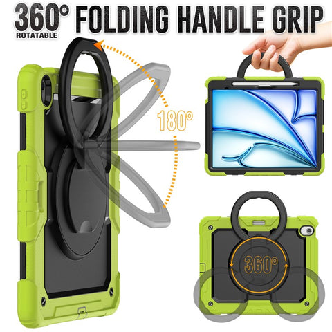 For iPad Air 13 (2026) / (2025) / (2024) Case PC+Silicone Tablet Cover with Kickstand, Strap