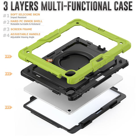 For iPad Air 13 (2026) / (2025) / (2024) Case PC+Silicone Tablet Cover with Kickstand, Strap