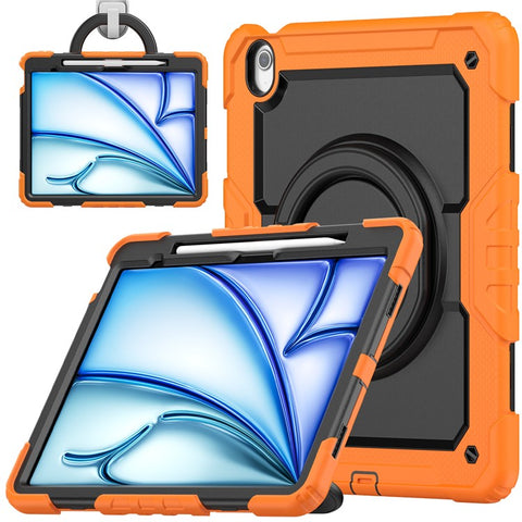 For iPad Air 13 (2026) / (2025) / (2024) Case PC+Silicone Tablet Cover with Kickstand, Strap