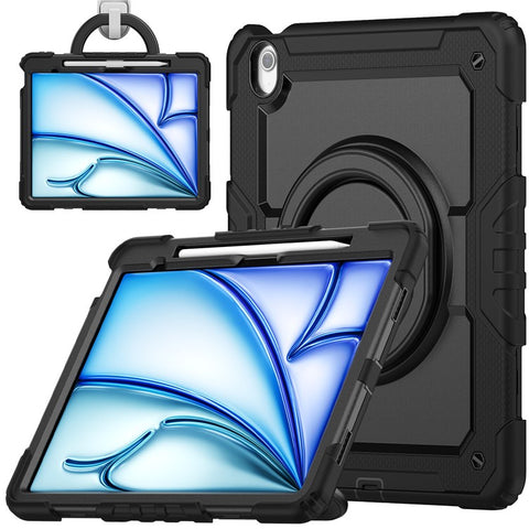 For iPad Air 13 (2026) / (2025) / (2024) Case PC+Silicone Tablet Cover with Kickstand, Strap