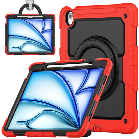 For iPad Air 13 (2026) / (2025) / (2024) Case PC+Silicone Tablet Cover with Kickstand, Strap