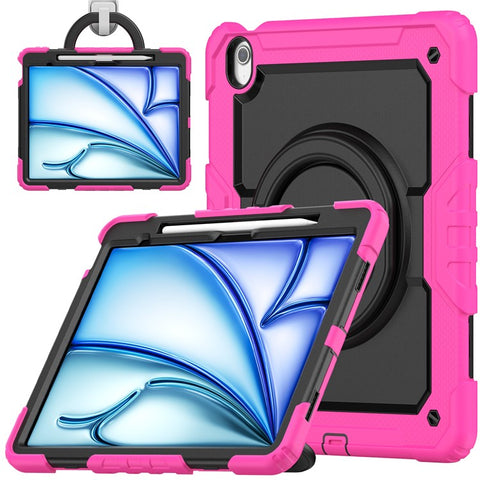 For iPad Air 13 (2026) / (2025) / (2024) Case PC+Silicone Tablet Cover with Kickstand, Strap