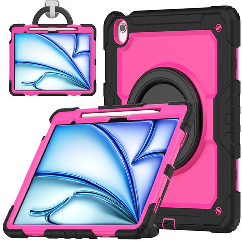 For iPad Air 13 (2026) / (2025) / (2024) Case PC+Silicone Tablet Cover with Kickstand, Strap