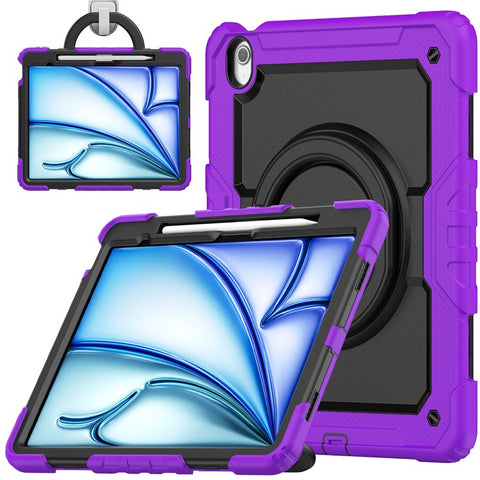 For iPad Air 13 (2026) / (2025) / (2024) Case PC+Silicone Tablet Cover with Kickstand, Strap