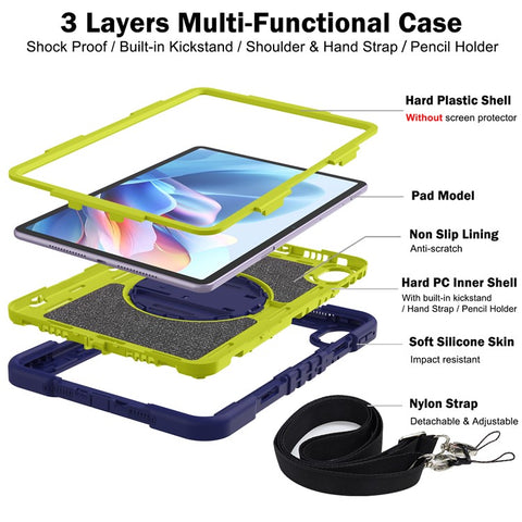 For Huawei MatePad 11.5 S (2024) Case Silicone+PC Kickstand Tablet Cover with Shoulder Strap