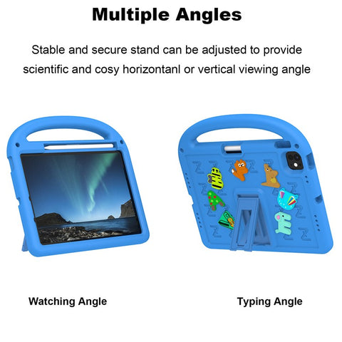 For iPad Air 11 (2026) / (2025) / (2024) / iPad Pro 11 (2025) / 11 (2024) Kickstand Case Cartoon Design Anti-Drop EVA+PC Tablet Cover with Strap for Kids