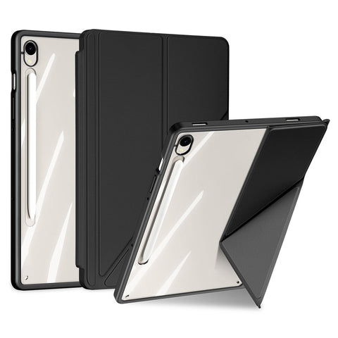 DUX DUCIS Magi Series for Samsung Galaxy Tab S10 Lite / S10 FE / Tab S9 / S9 FE Case Origami Stand Leather+PC+TPU Clear Back Cover