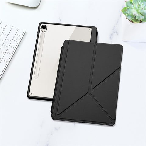 DUX DUCIS Magi Series for Samsung Galaxy Tab S10 Lite / S10 FE / Tab S9 / S9 FE Case Origami Stand Leather+PC+TPU Clear Back Cover