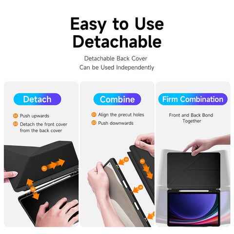 DUX DUCIS Magi Series for Samsung Galaxy Tab S10 Lite / S10 FE / Tab S9 / S9 FE Case Origami Stand Leather+PC+TPU Clear Back Cover