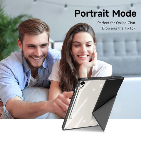 DUX DUCIS Magi Series for Samsung Galaxy Tab S10 Lite / S10 FE / Tab S9 / S9 FE Case Origami Stand Leather+PC+TPU Clear Back Cover