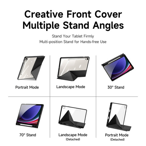 DUX DUCIS Magi Series for Samsung Galaxy Tab S10 Lite / S10 FE / Tab S9 / S9 FE Case Origami Stand Leather+PC+TPU Clear Back Cover