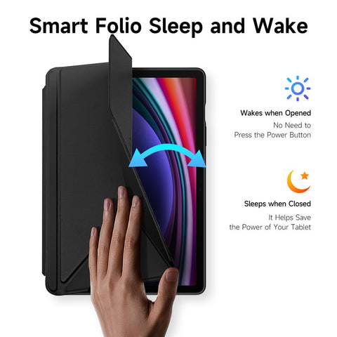 DUX DUCIS Magi Series for Samsung Galaxy Tab S10 Lite / S10 FE / Tab S9 / S9 FE Case Origami Stand Leather+PC+TPU Clear Back Cover