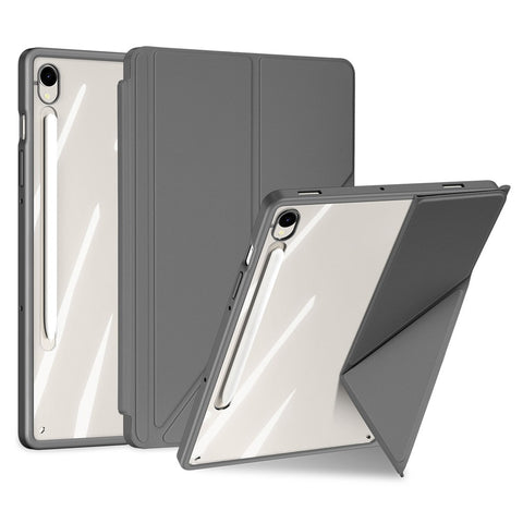 DUX DUCIS Magi Series for Samsung Galaxy Tab S10 Lite / S10 FE / Tab S9 / S9 FE Case Origami Stand Leather+PC+TPU Clear Back Cover