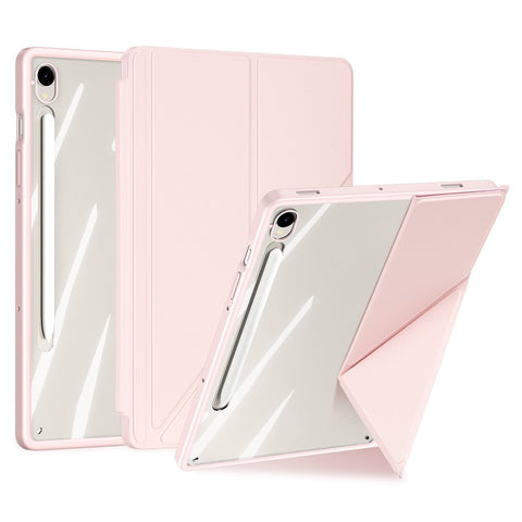 DUX DUCIS Magi Series for Samsung Galaxy Tab S10 Lite / S10 FE / Tab S9 / S9 FE Case Origami Stand Leather+PC+TPU Clear Back Cover