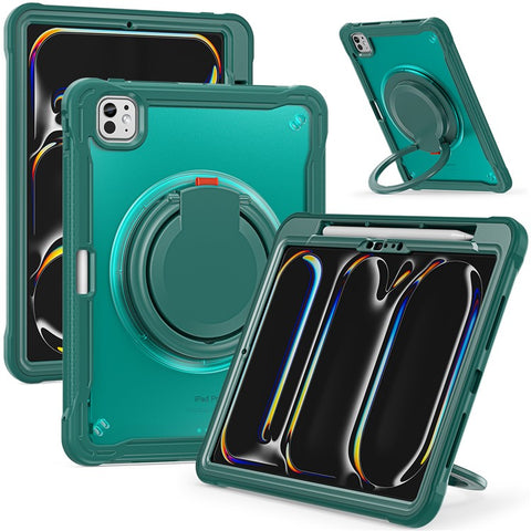 For iPad Pro 11 (2025) / 11 (2024) Case Rotary Kickstand PC+TPU+Silicone Tablet Cover