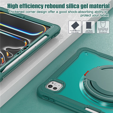 For iPad Pro 11 (2025) / 11 (2024) Case Rotary Kickstand PC+TPU+Silicone Tablet Cover