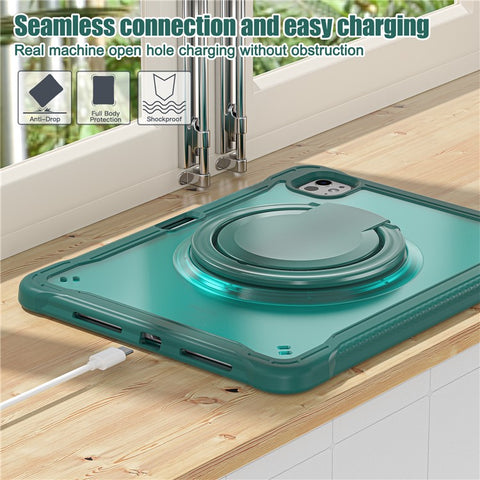 For iPad Pro 11 (2025) / 11 (2024) Case Rotary Kickstand PC+TPU+Silicone Tablet Cover