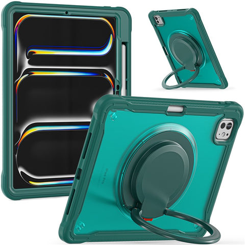 For iPad Pro 11 (2025) / 11 (2024) Case Rotary Kickstand PC+TPU+Silicone Tablet Cover