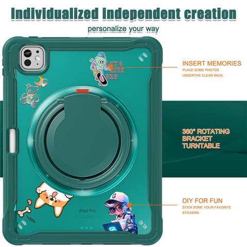 For iPad Pro 11 (2025) / 11 (2024) Case Rotary Kickstand PC+TPU+Silicone Tablet Cover