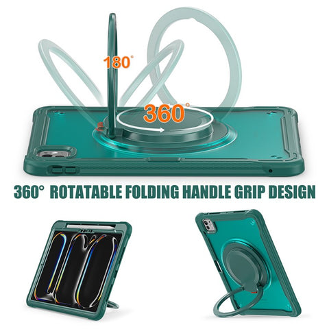 For iPad Pro 11 (2025) / 11 (2024) Case Rotary Kickstand PC+TPU+Silicone Tablet Cover