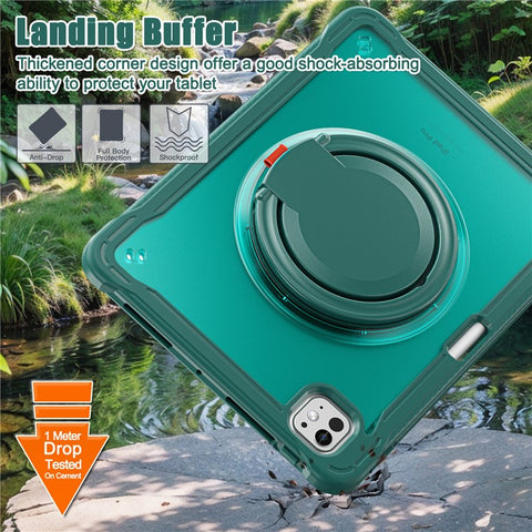 For iPad Pro 11 (2025) / 11 (2024) Case Rotary Kickstand PC+TPU+Silicone Tablet Cover