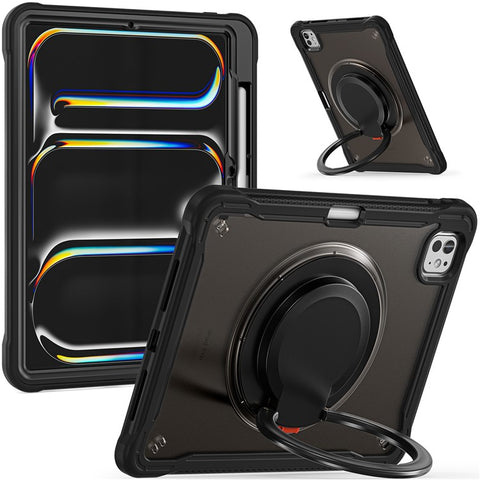 For iPad Pro 11 (2025) / 11 (2024) Case Rotary Kickstand PC+TPU+Silicone Tablet Cover