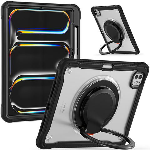 For iPad Pro 11 (2025) / 11 (2024) Case Rotary Kickstand PC+TPU+Silicone Tablet Cover