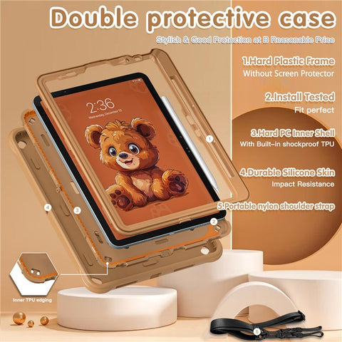 For iPad Air 11 (2025) / (2024) / Air (2022) / (2020) / Pro 11 (2022) / (2021) / (2020) / (2018) Case with Shoulder Strap Kickstand Cover