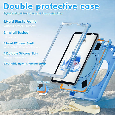For iPad Air 11 (2025) / (2024) / Air (2022) / (2020) / Pro 11 (2022) / (2021) / (2020) / (2018) Case with Shoulder Strap Kickstand Cover