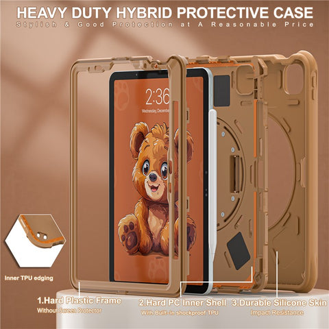 For iPad Air 11 (2025) / (2024) / Air (2022) / (2020) / Pro 11 (2022) / (2021) / (2020) / (2018) Case with Shoulder Strap Kickstand Cover