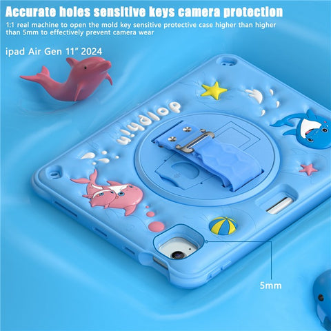For iPad Air 11 (2025) / (2024) / Air (2022) / (2020) / Pro 11 (2022) / (2021) / (2020) / (2018) Case Cute Dolphin Kickstand Tablet Cover