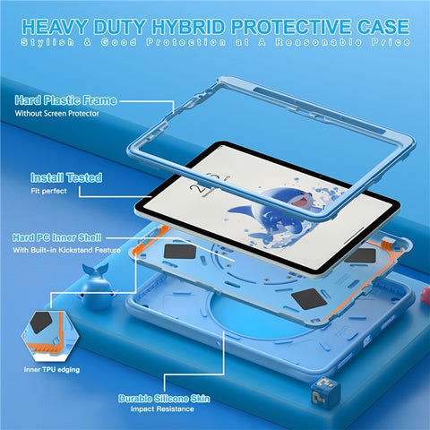 For iPad Air 11 (2025) / (2024) / Air (2022) / (2020) / Pro 11 (2022) / (2021) / (2020) / (2018) Case Cute Dolphin Kickstand Tablet Cover