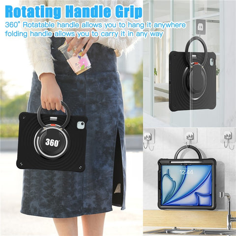 For iPad Air 13 (2025) / (2024) / Pro 12.9 (2022) / (2021) / (2020) / (2018) Case Kickstand PC+Silicone+TPU Tablet Cover