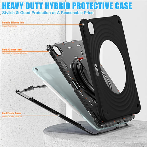 For iPad Air 13 (2025) / (2024) / Pro 12.9 (2022) / (2021) / (2020) / (2018) Case Kickstand PC+Silicone+TPU Tablet Cover