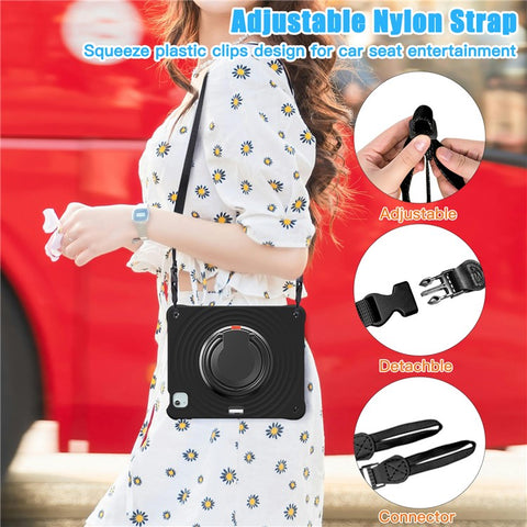 For iPad Air 13 (2026) / (2025) / (2024) / Pro 12.9 (2022) / (2021) / (2020) / (2018) Case with Shoulder Strap Kickstand Tablet Cover