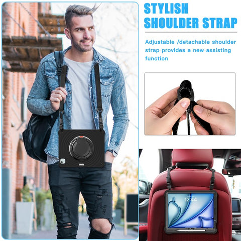 For iPad Air 13 (2026) / (2025) / (2024) / Pro 12.9 (2022) / (2021) / (2020) / (2018) Case with Shoulder Strap Kickstand Tablet Cover