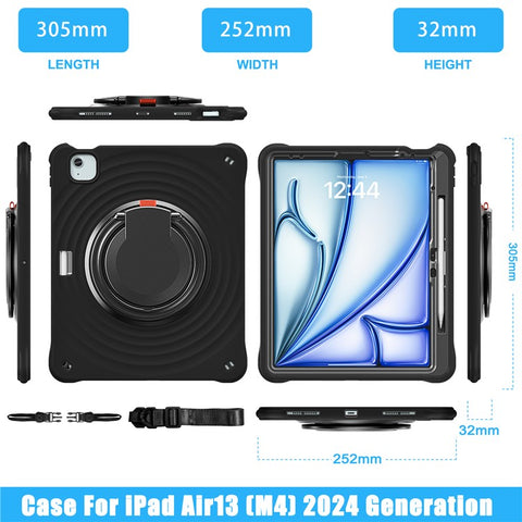 For iPad Air 13 (2026) / (2025) / (2024) / Pro 12.9 (2022) / (2021) / (2020) / (2018) Case with Shoulder Strap Kickstand Tablet Cover