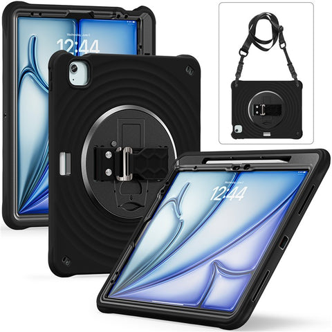 For iPad Air 13 (2026) / (2025) / (2024) / Pro 12.9 (2022) / (2021) / (2020) / (2018) Case Kickstand Tablet Cover with Shoulder Strap