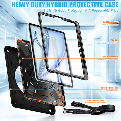 For iPad Air 13 (2026) / (2025) / (2024) / Pro 12.9 (2022) / (2021) / (2020) / (2018) Case Kickstand Tablet Cover with Shoulder Strap