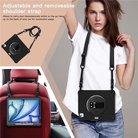 For iPad Air 13 (2026) / (2025) / (2024) / Pro 12.9 (2022) / (2021) / (2020) / (2018) Case Kickstand Tablet Cover with Shoulder Strap